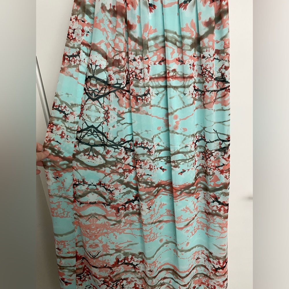 Jessica Simpson Floral Maxi Dress - Aqua and Coral - Picture 9 of 11